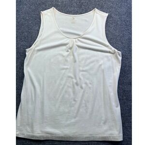 Studio Works Womens Cream Cotton Modal Pleated Scoop Neck Tank Top Minimal Large